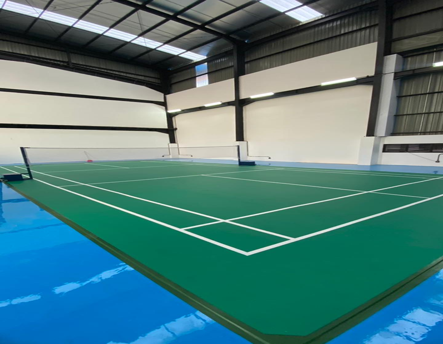 Pemasangan Karpet Badminton di PT. Motor Sights Internasional oleh Raja Sport Flooring