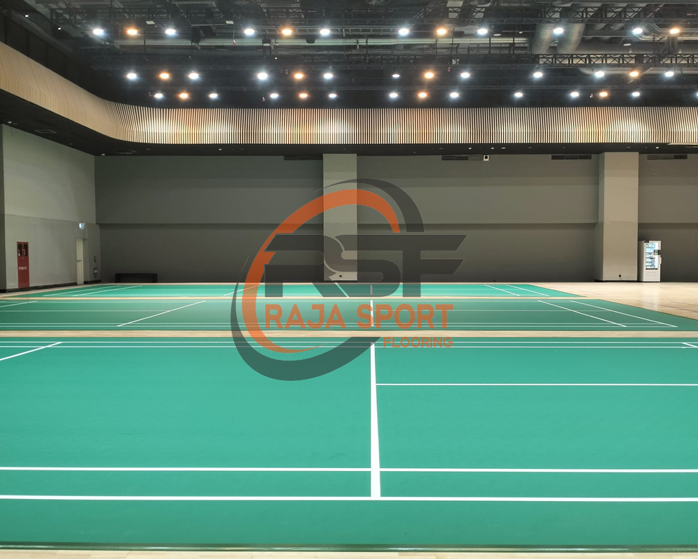 Pemasangan 3 Lapangan Karpet Badminton di Agora Mall Jakarta